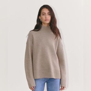 Everlane Honeycomb Funnel Neck in Wool Cashmere - Size S - Oatmeal